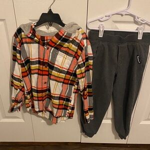 Wonder Nation Plaid Shirt and Gray Pants Set